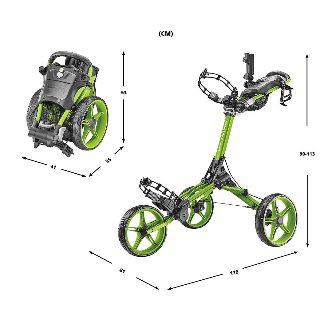 CaddyTek CaddyLite Compact - 3 Wheel Golf Trolley- Lime Green - Image 5