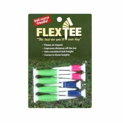 FlexTee Flexible Fluorescent Golf Tees Green/Blue/Pink-8 Pack