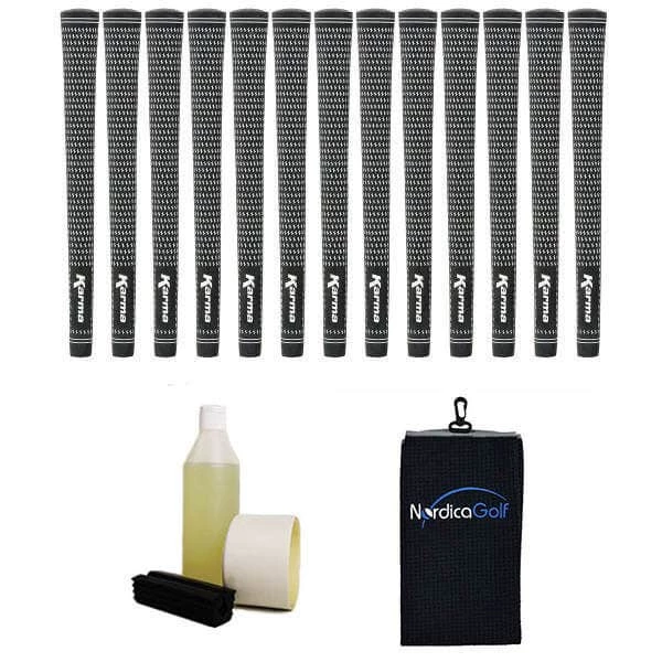 Karma Black/White Velvet Midsize Grip Kit - 13 Grips, Clamp, Solvent, Tape, Towel