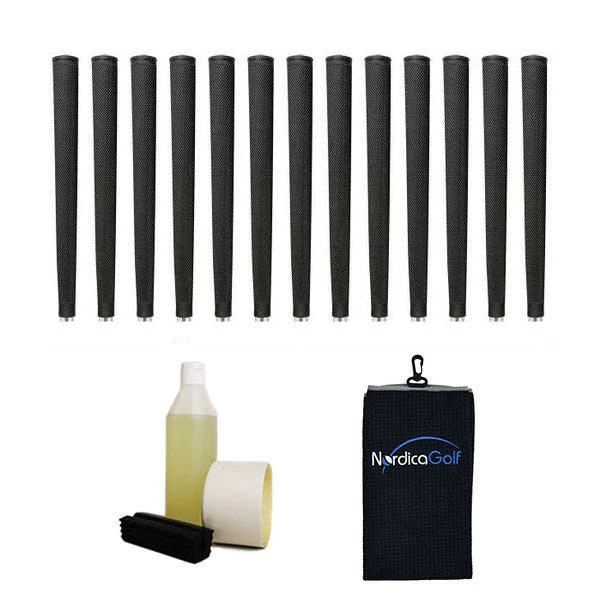 Lamkin Arthritic Midsize Black 0.580" Grip Kit - 13 Grips, Clamp, Solvent, Tape, Towel
