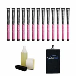 Winn DriTac Undersize Grey/Pink 0.590" Grip Kit - 13 Grips, Clamp, Solvent, Tape, Towel