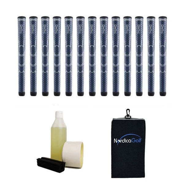 Winn DriTac Midsize Navy Blue Grip Kit - 13 Grips, Clamp, Solvent, Tape, Towel